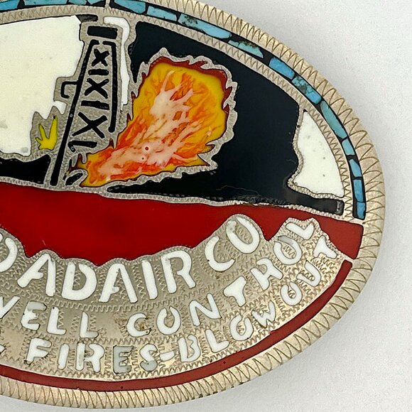 VTG Red Adair Co. Belt Buckle Oil Well Control Firefighter Western Red White - Picture 7 of 14